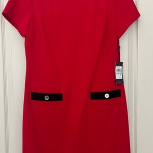 NWT Tommy Hilfiger Elegant Red Dress with Black Accents